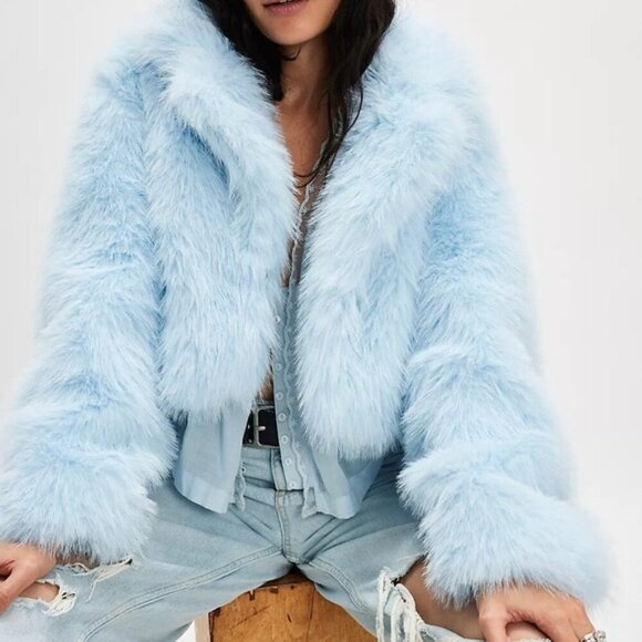 NEW Paris Cropped Faux Fur Jacket Size S - Picture 5 of 16